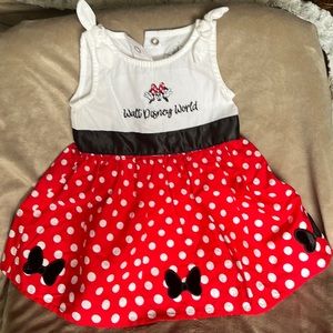 Walt Disney World Minnie Mouse Red White and Black Polka Dotted Dress